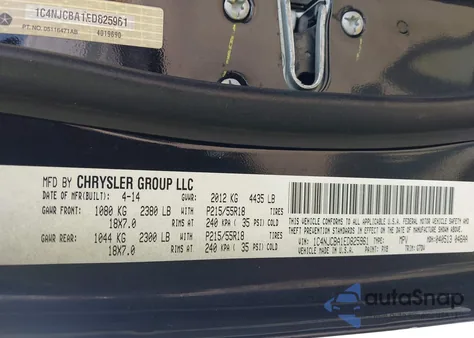 2014 Jeep Compass Altitude from USA, damaged, VIN 1C4NJCBA1ED825961